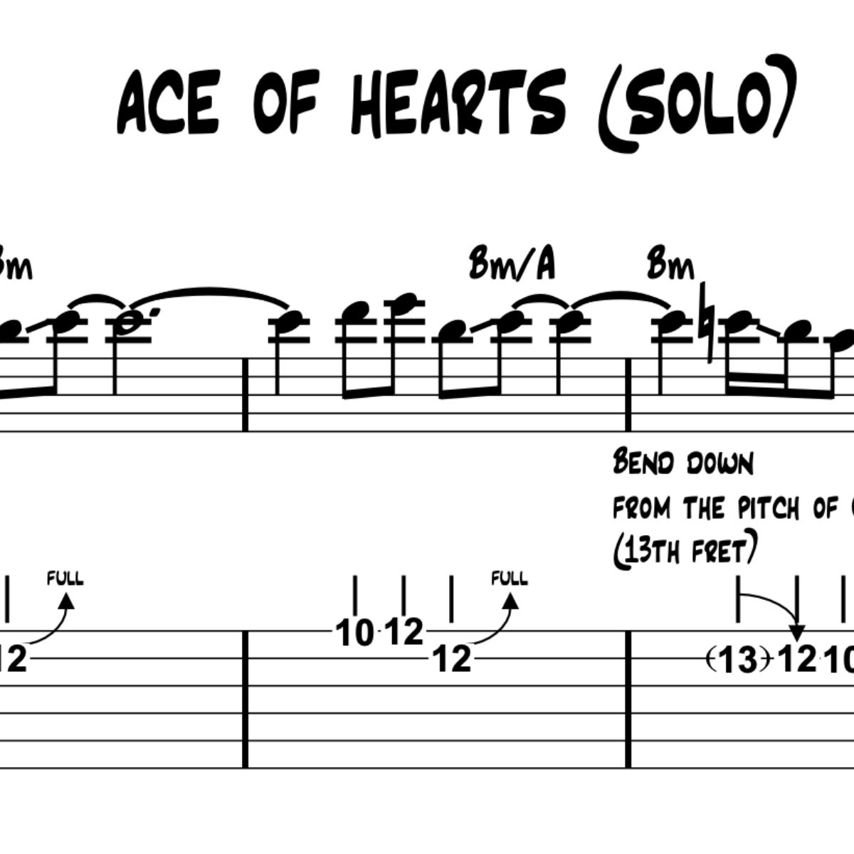 Ace Of Hearts (ACE Guitar Solo - PDF Transcription)