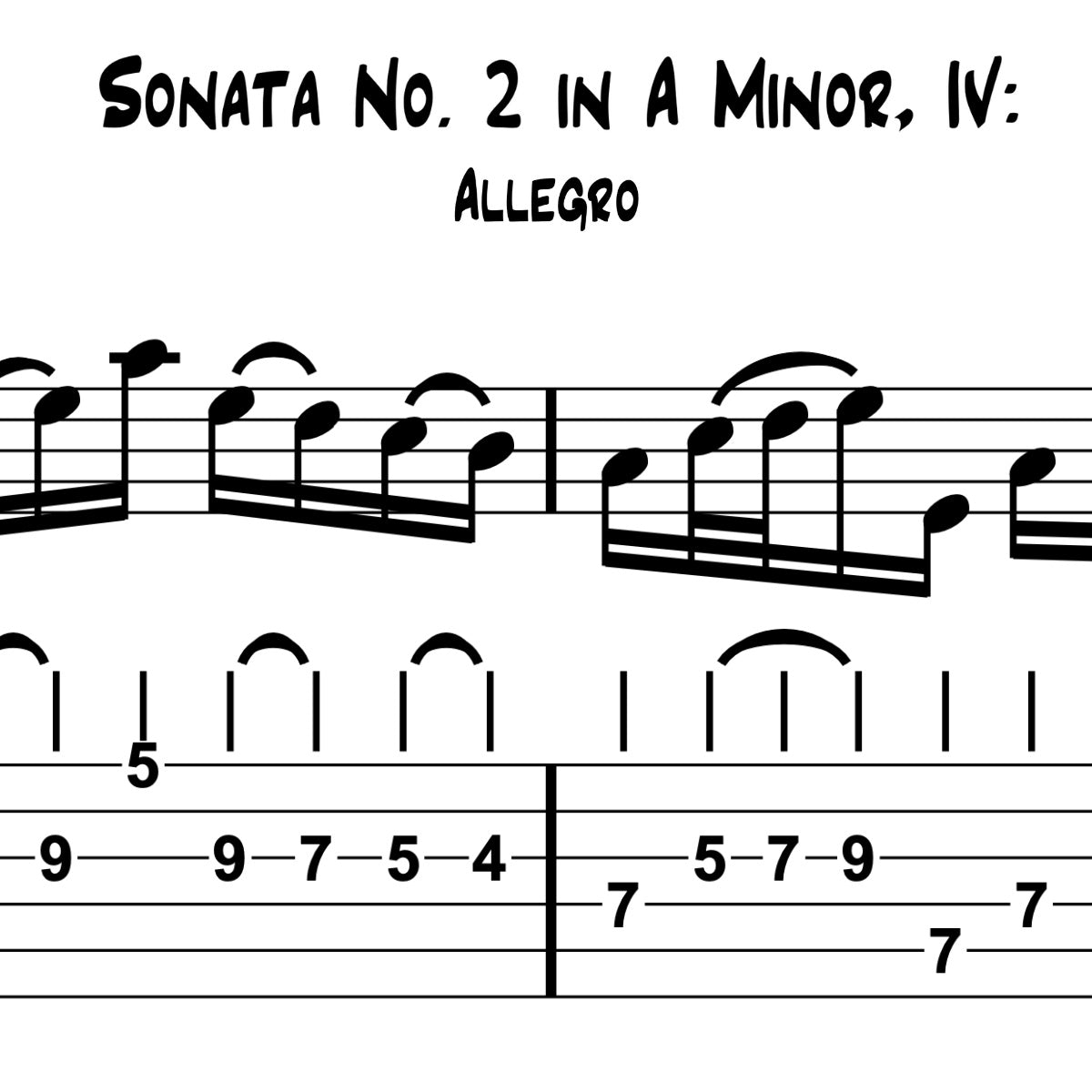 Violin Sonata No. 2 in A Minor, BWV. 1003: IV. Allegro (PDF Transcription)