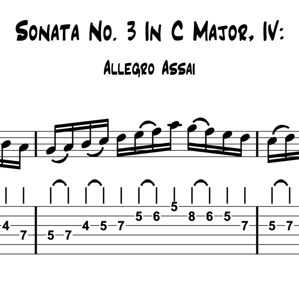 Violin Sonata No. 3 in C Major, BWV. 1005: IV. Allegro Assai (PDF Transcription)